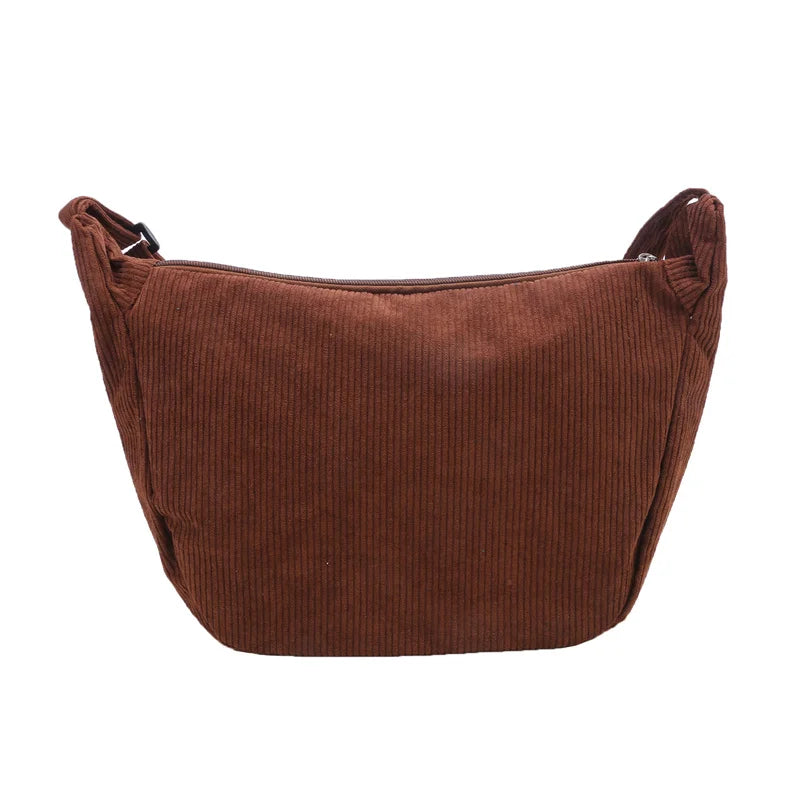 Amblot Dark Brown Corduroy handbag for casual wear
