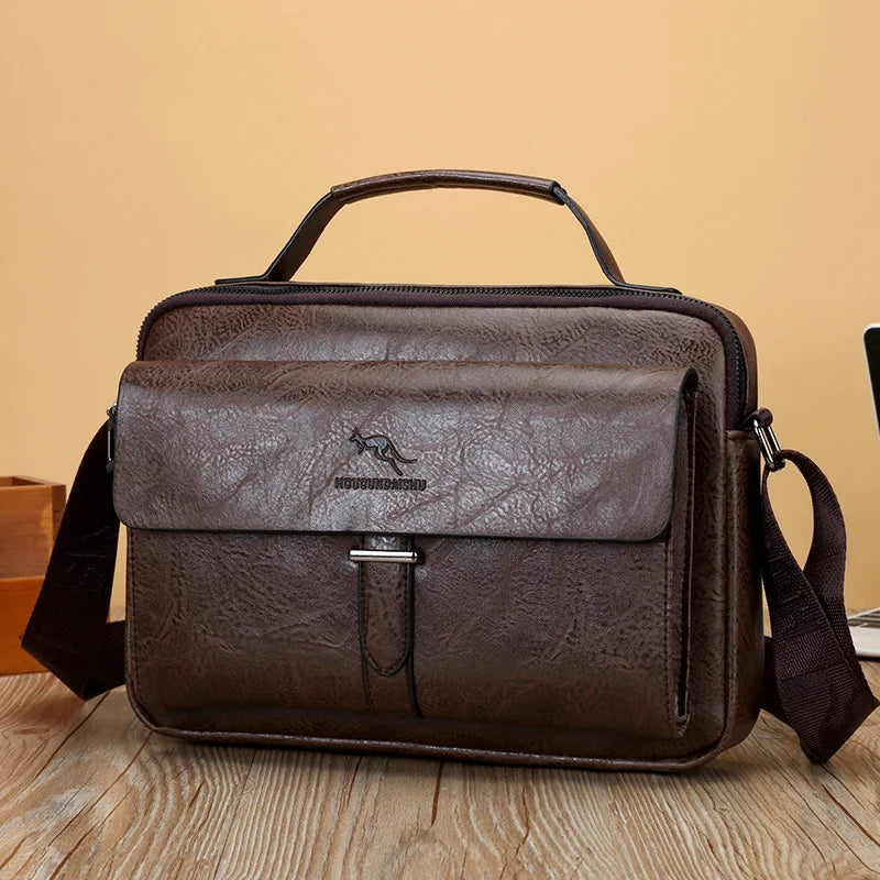 Amblot Dark Brown Large leather crossbody bag for women