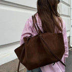 Amblot Dark Brown Large suede tote bag