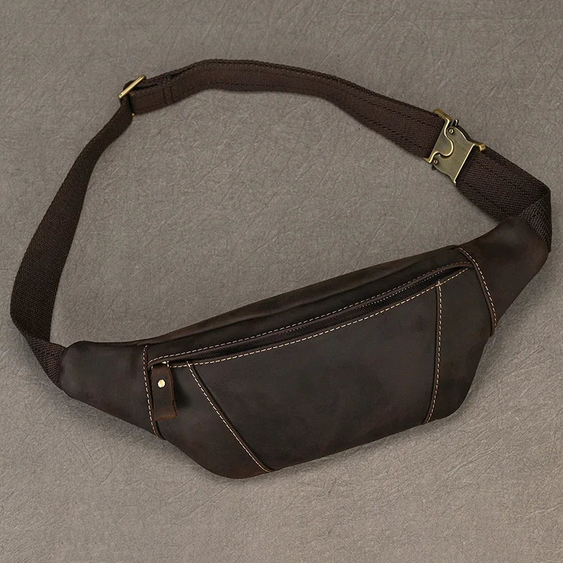 Amblot Dark brown Men's leather chest bag