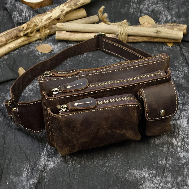 Amblot Dark Brown Modern leather bum bag