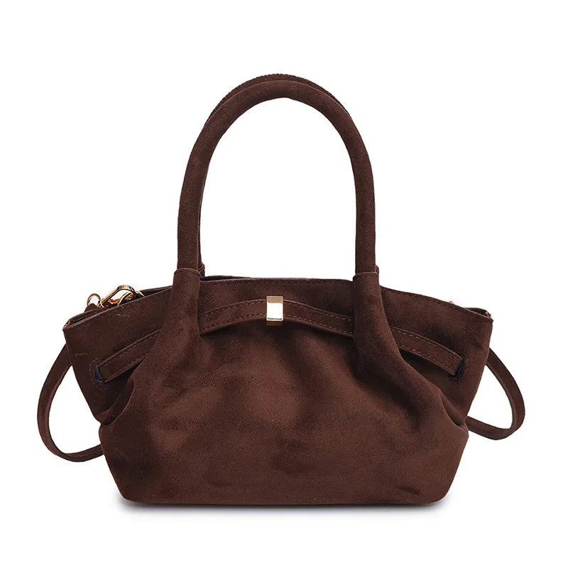 Amblot Dark Brown (Small) Minimal suede tote bag