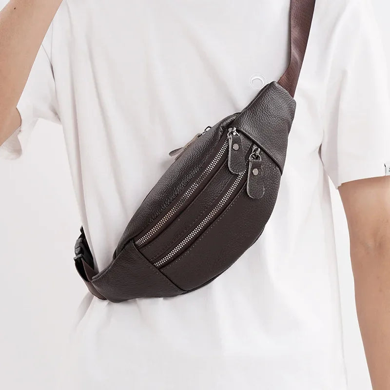 Amblot Dark Brown Travel-ready leather bum bag