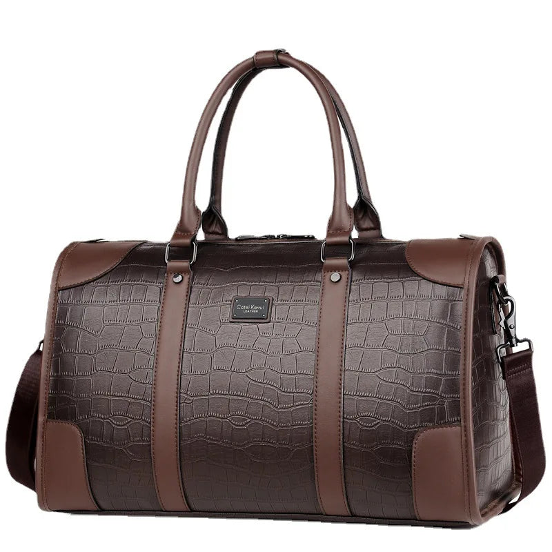 Amblot Dark Brown Unisex leather duffle bag