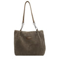 Amblot Dark Green Soft corduroy tote bag with spacious interior