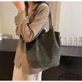 Amblot Dark Green Tall suede tote bag