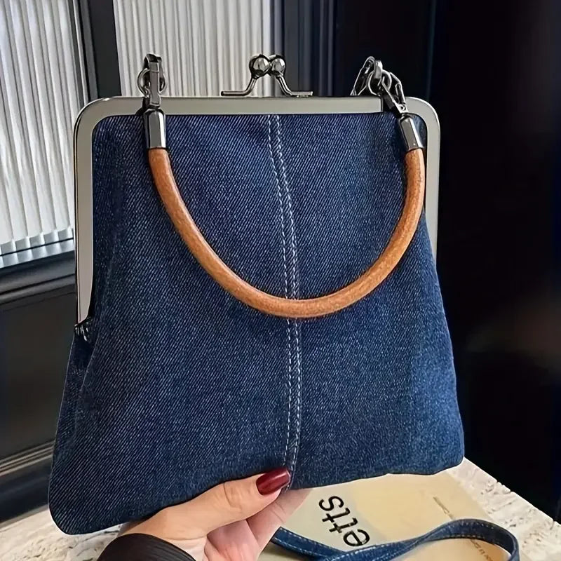 Amblot Deep Blue Denim  handbag for women with handles