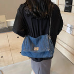 Amblot Deep Blue Large capacity denim handbag