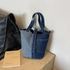 Amblot Deep Blue Two-toned denim tote bag