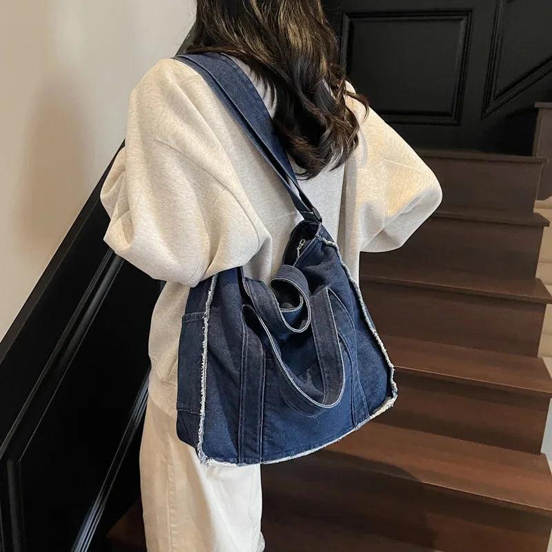 Amblot Deep Blue Washed denim tote bag