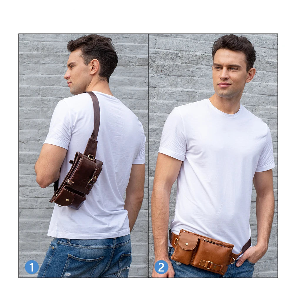 Amblot Dual-pocket leather fanny pack