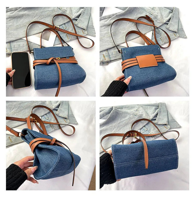 Amblot Elegant denim clutch bag for evening looks