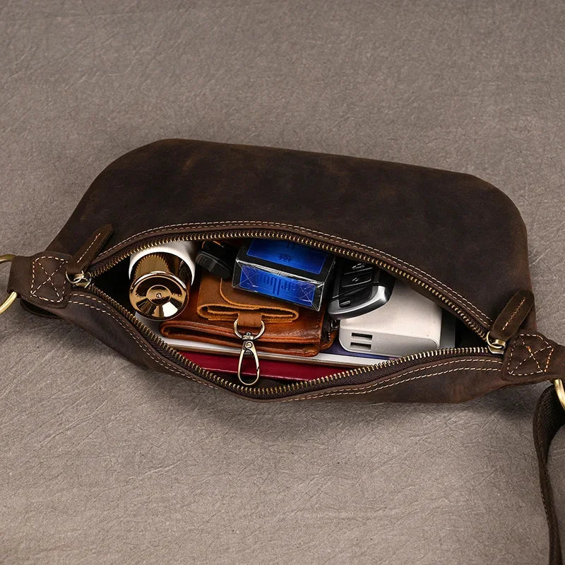 Amblot Elegant men leather bum bag