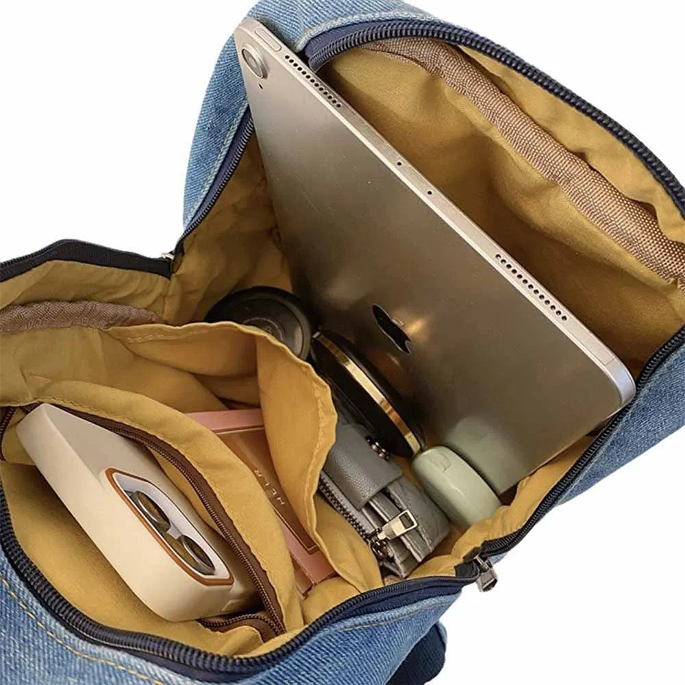 Amblot Embroidered women's denim backpack