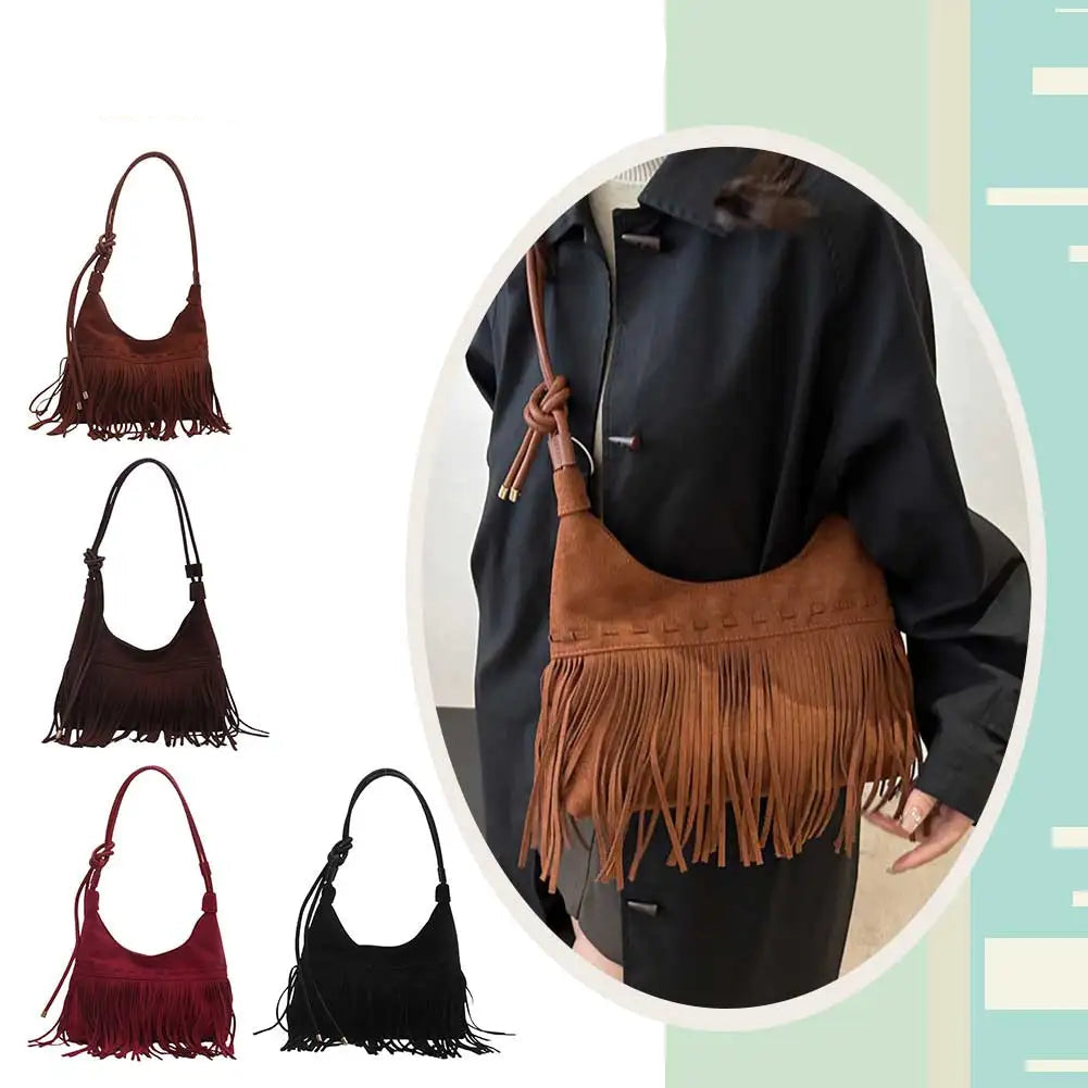 Amblot Fashion suede shoulder bag with curved shape