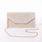 Amblot Gold Suede clutch purse with envelope flap