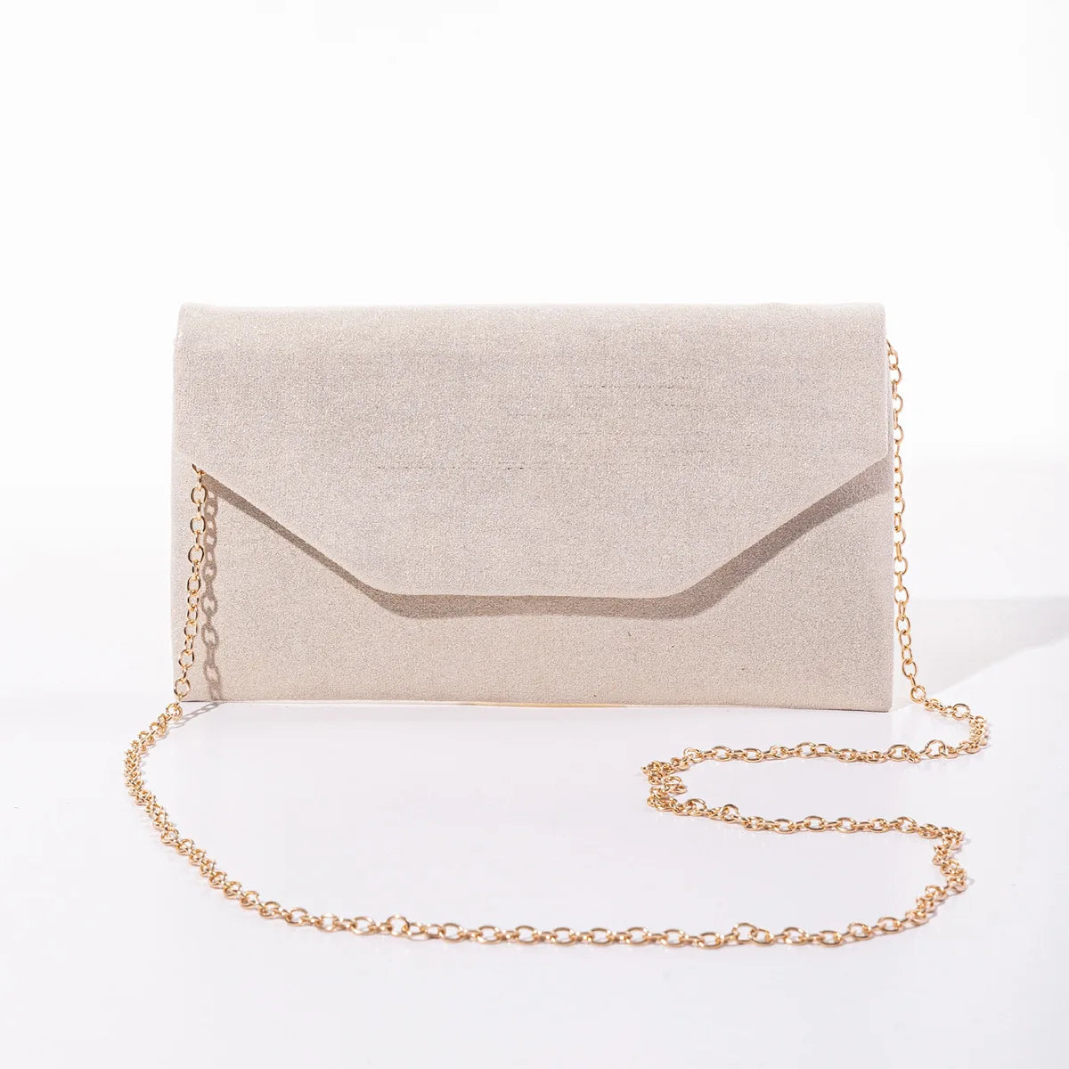 Amblot Gold Suede clutch purse with envelope flap