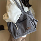 Amblot Gray Classic corduroy tote bag with external pockets