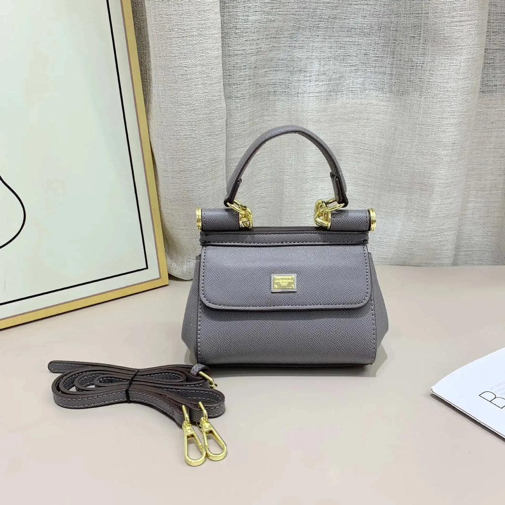 Amblot Gray Elegant leather handbag