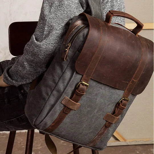 Amblot Gray (Large) Classic leather satchel bag for men