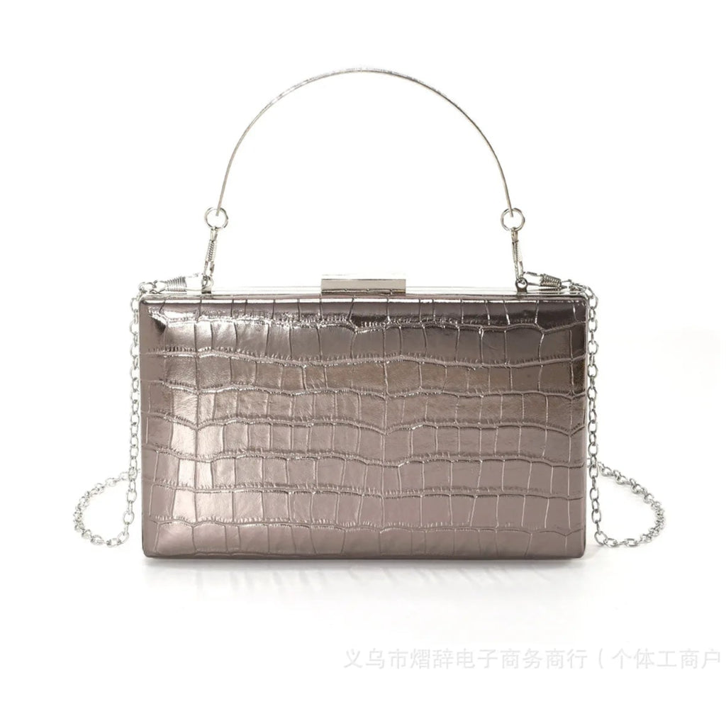 Amblot Gray Leather handbag with structured silhouette