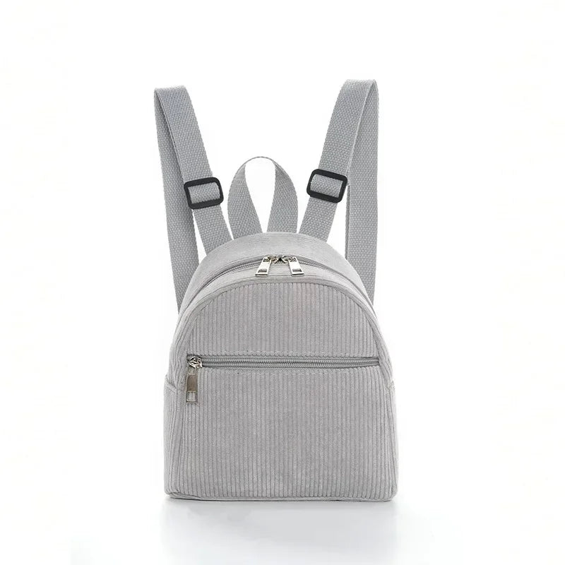 Amblot Gray Mini corduroy backpack with adjustable straps