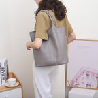 Amblot Gray Modern leather tote bag