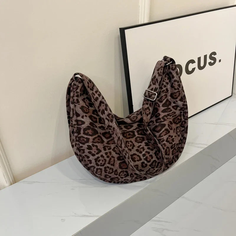 Amblot Gray Oversized suede shoulder bag