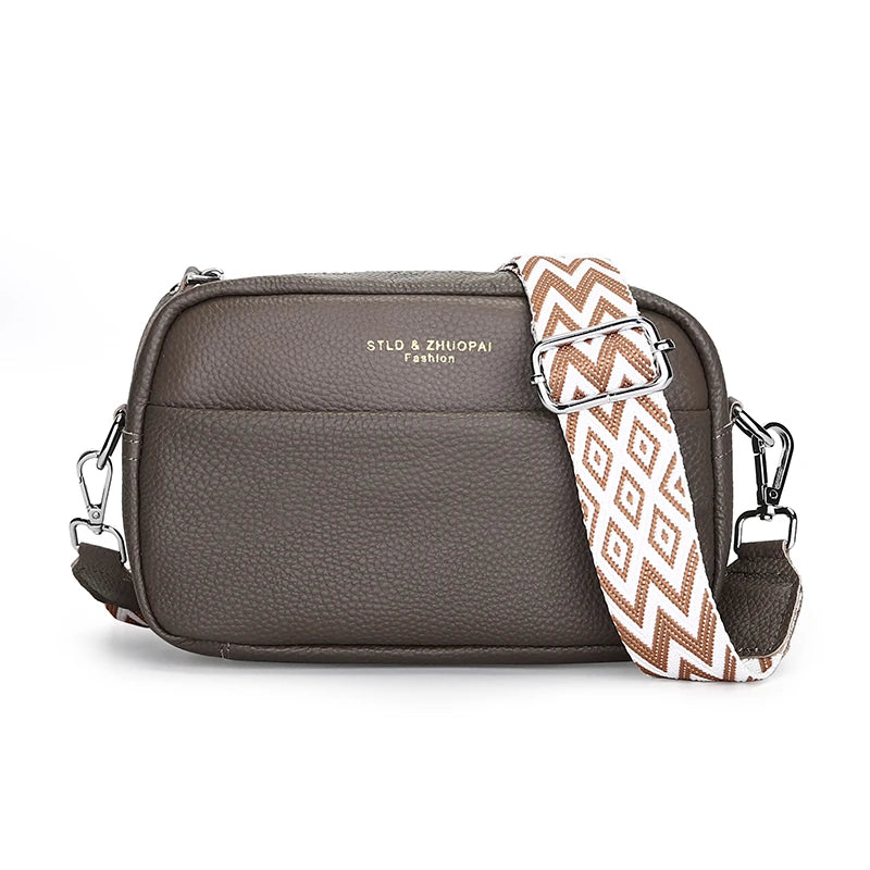 Amblot Gray Soft minimalist leather crossbody bag