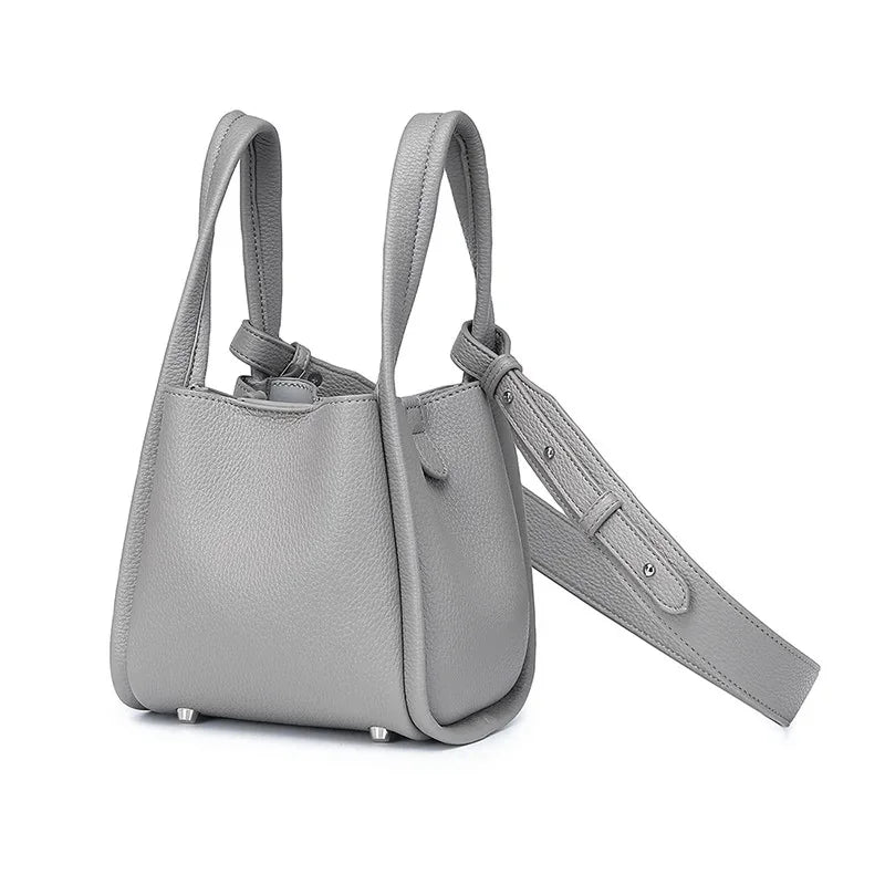 Amblot Gray Square leather shoulder bag