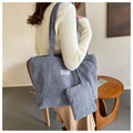 Amblot Gray Women’s casual corduroy tote bag for work and school