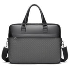 Amblot Gray Zippered leather laptop bag