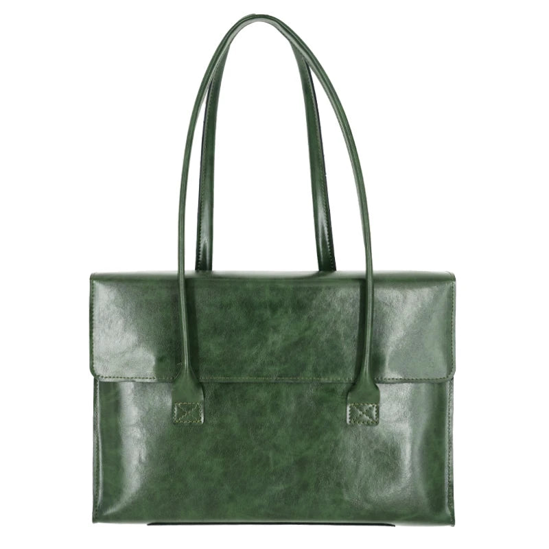 Amblot Green / 13 inch Women's leather laptop shoulder messenger bag