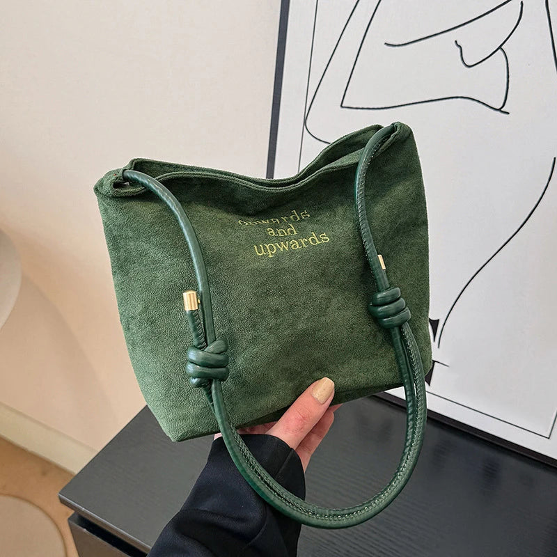 Amblot Green Casual suede shoulder bag for city walks