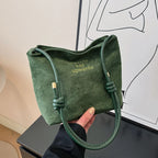Amblot Green Casual suede shoulder bag for city walks