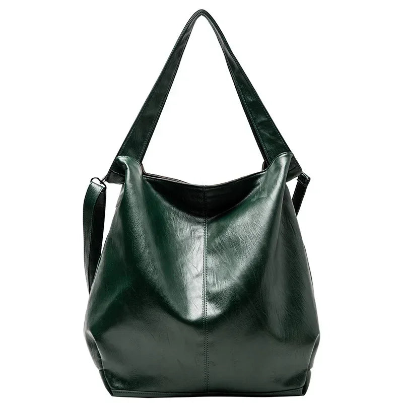 Amblot Green Chic oversized leather tote bag