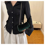 Amblot Green Corduroy clutch bag with  chain strap