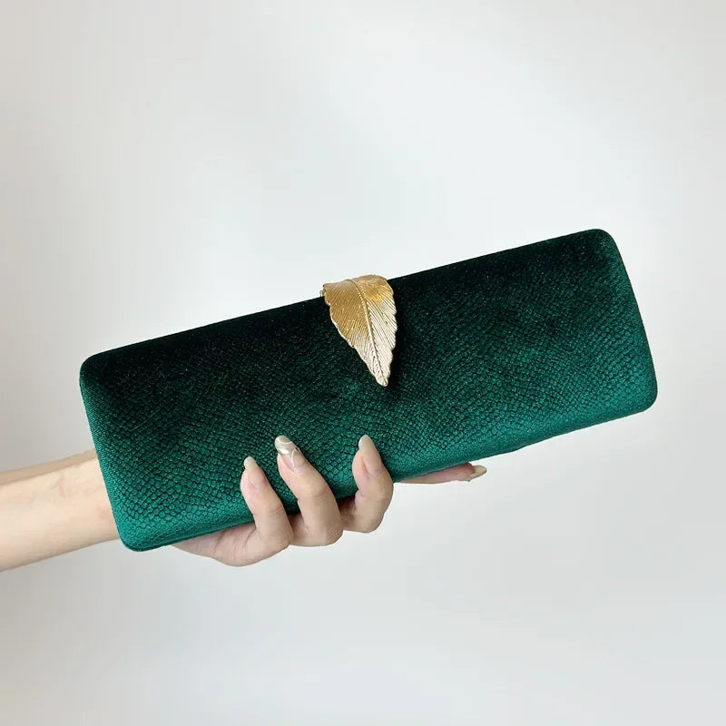 Amblot Green Corduroy clutch bag with cute closure