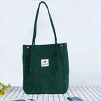 Amblot Green Corduroy tote bag for daily use