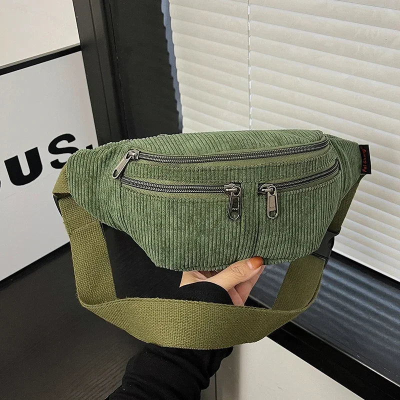 Amblot Green Elegant corduroy bum bag