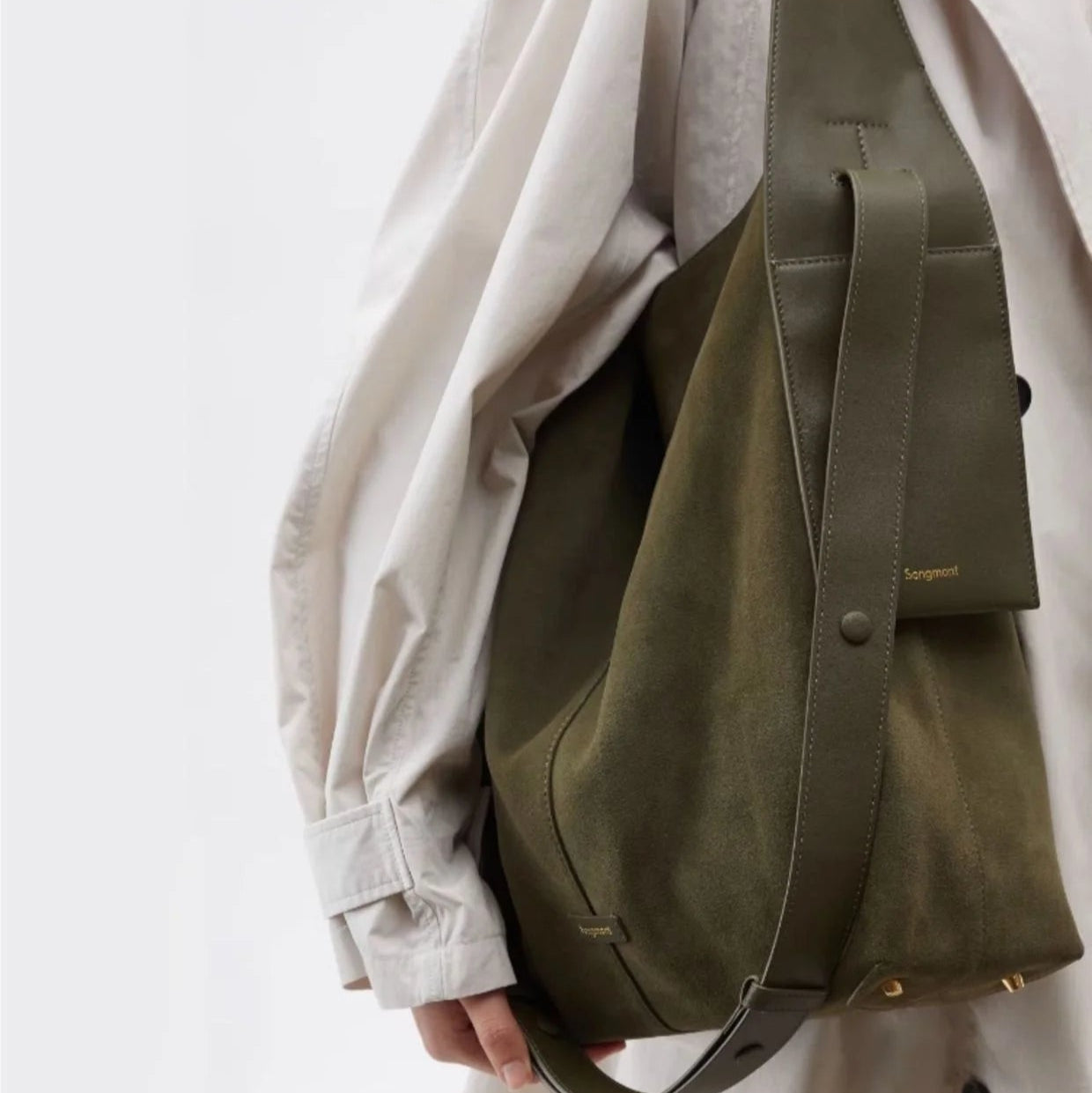 Amblot Green (Large) Large suede slouch bag