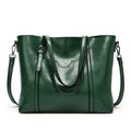 Amblot Green Large leather tote bag with zipper