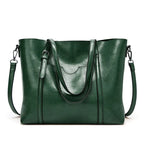 Amblot Green Large leather tote bag with zipper