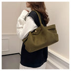 Amblot Green (Large) Minimal suede tote bag