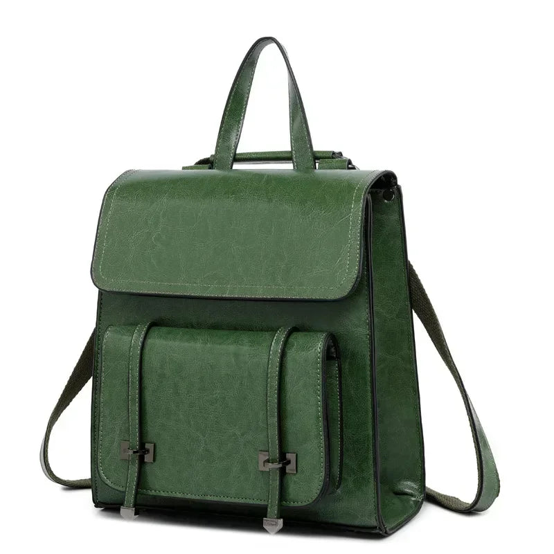 Amblot Green Leather satchel backpack