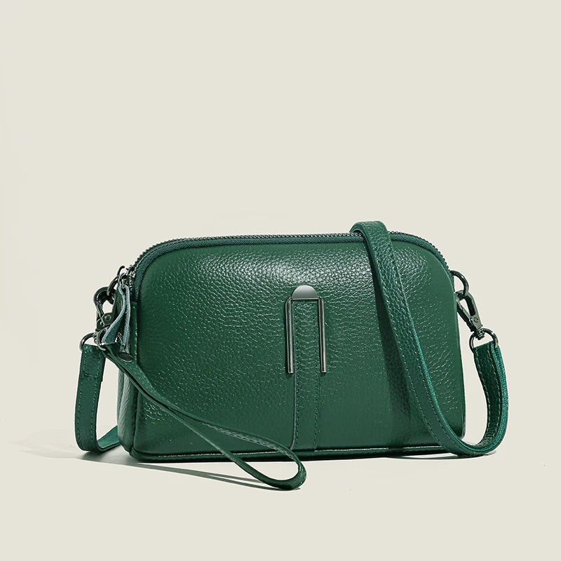 Amblot Green Lightweight leather sling bag