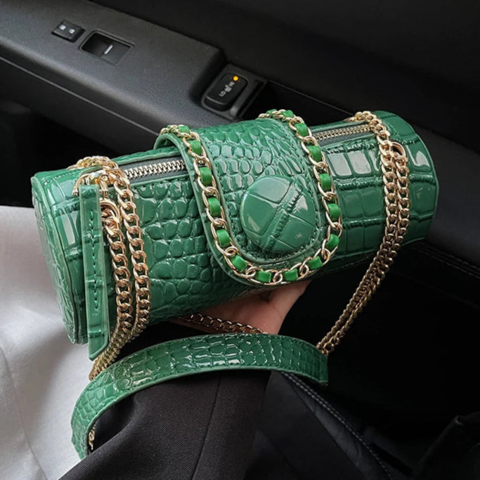 Amblot Green Petite leather handbag for nights out
