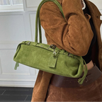 Amblot Green Rectangular suede handbag