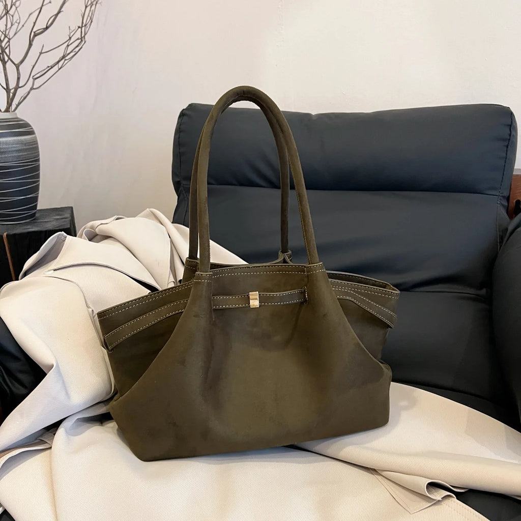 Amblot Green (Small) Minimal suede tote bag