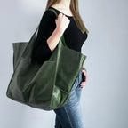 Amblot Green Soft oversized leather tote bag
